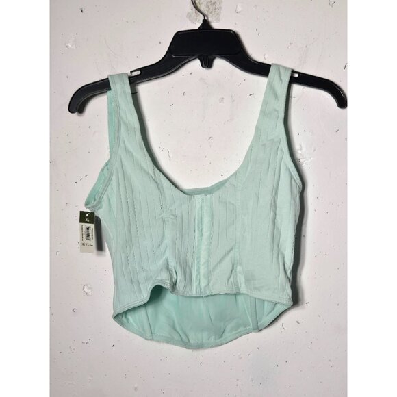 NWT No Boundaries Womens Green Ribbed Bustier Tank Top Size XL Summer Casual - Picture 2 of 10